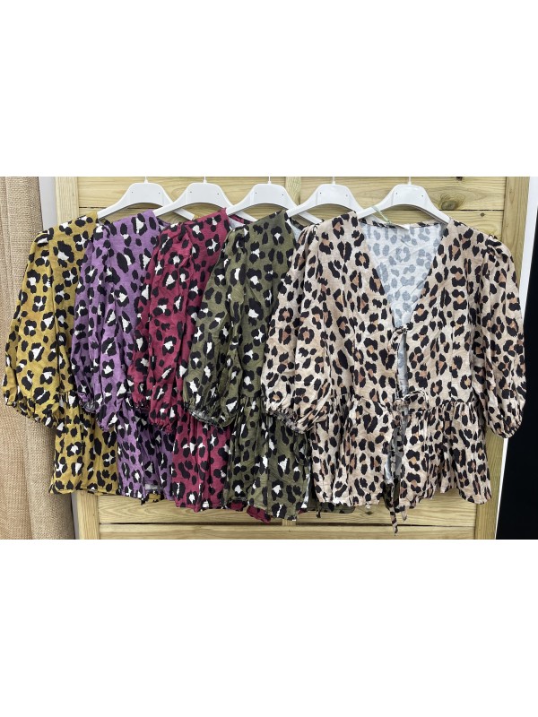Camisa doble lazo leopardo