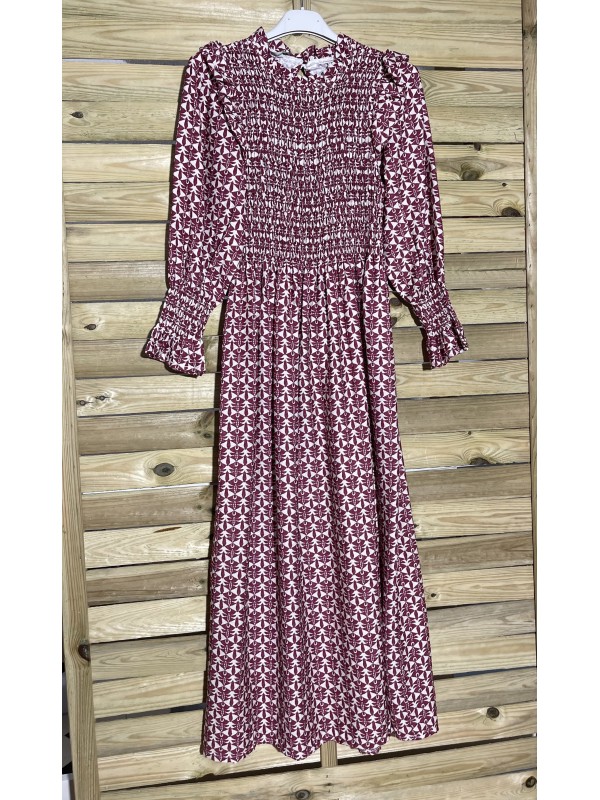 Vestido largo con frunido en pecho