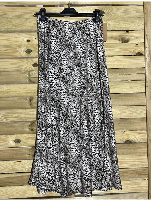 Falda midi de saten leopardo mini