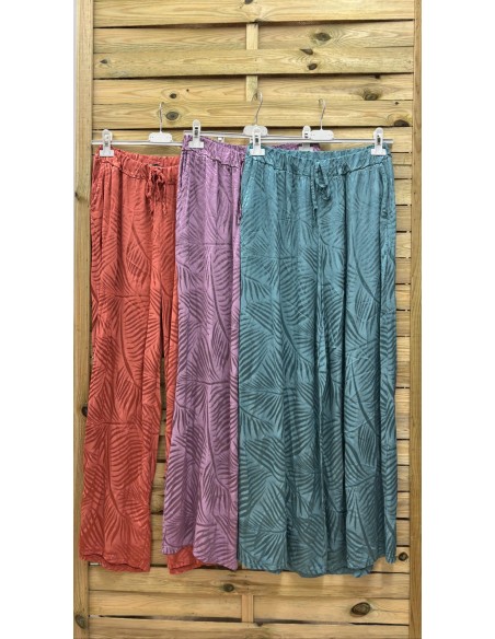Pantalon recto de saten palmeras