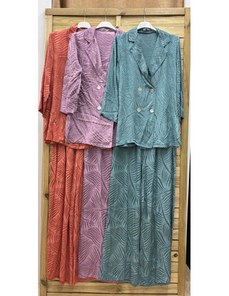 Pantalon recto de saten palmeras