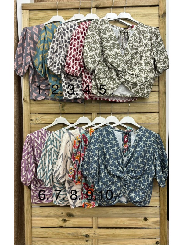 Camisa estampada parte delantera cruzada