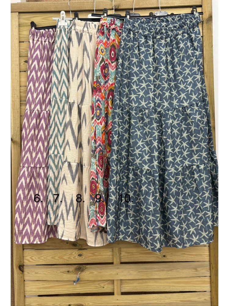 Falda midi estampada con cortes