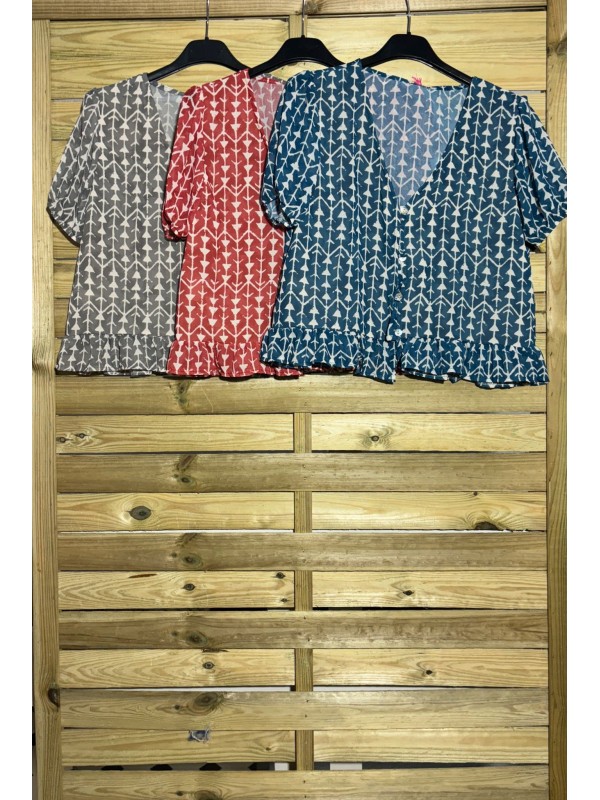 camisa de gasa de sisa estampado flecha