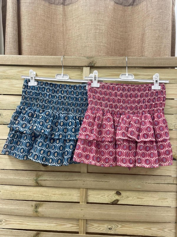 falda mini de gasa estampado pluma