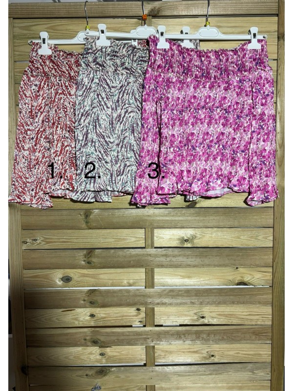 camisa fruncida hombros descubiertos estampada