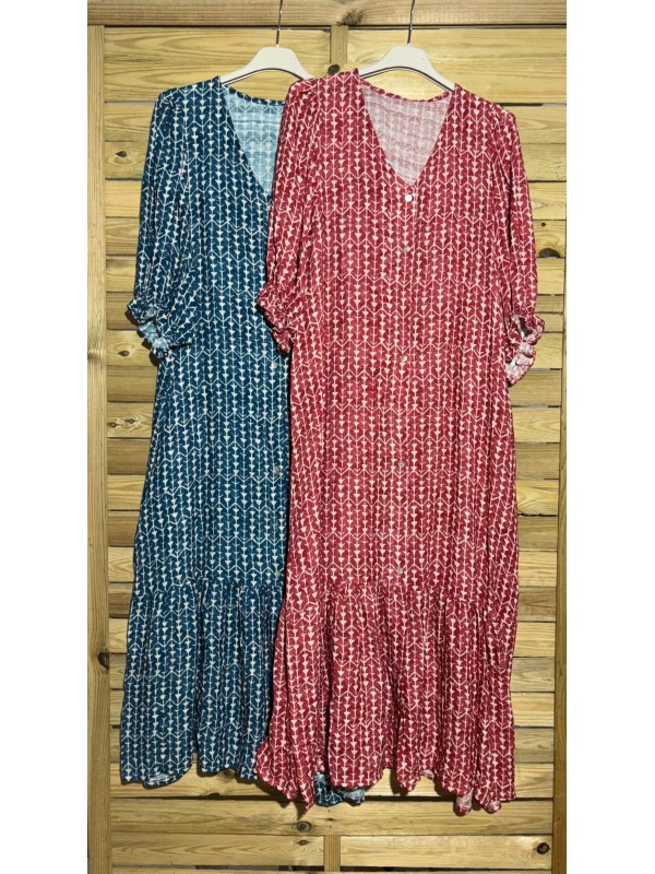 Vestido brillito estampado con botones