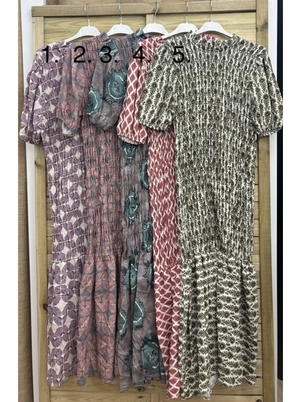 Vestido largo fruncido estampado 2