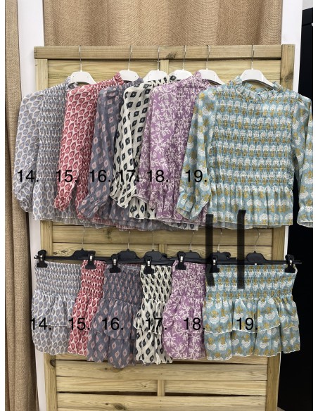 camisa fruncida de gasa con brillito