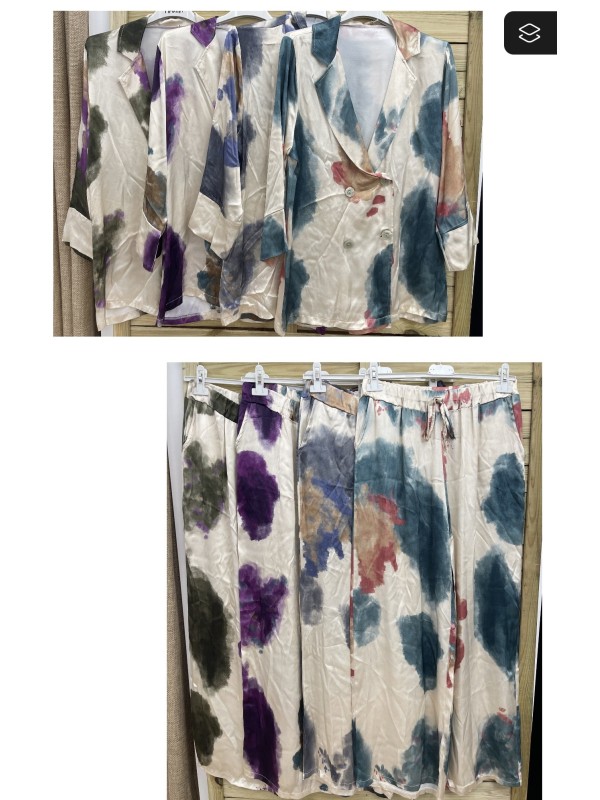 Pantalon recto saten estampado manchas 2