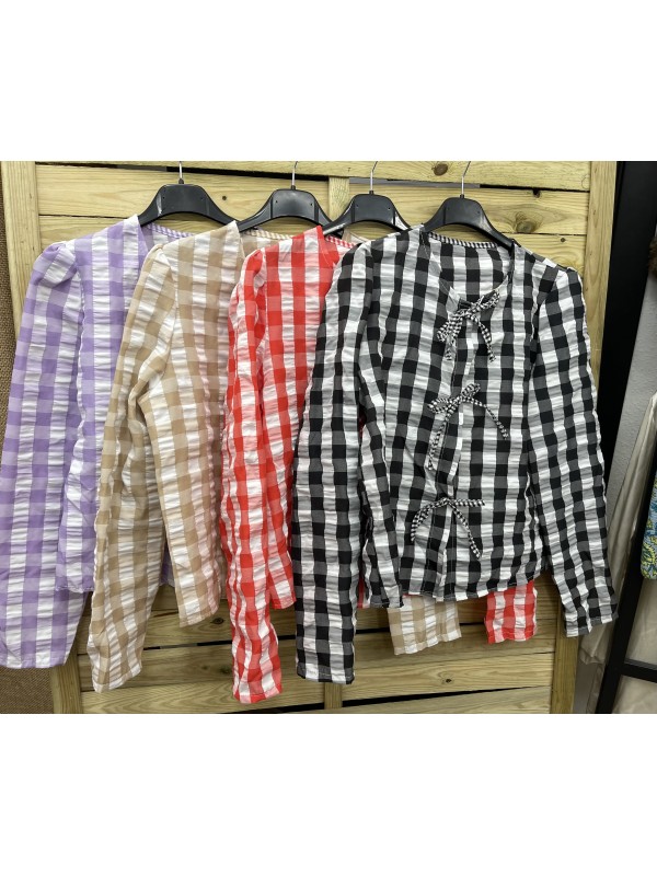 Camisa maxi vichy triple lazo