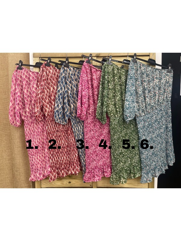 Vestido asimetrico fruncido de gasa estampado