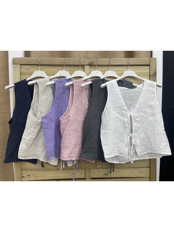 chaleco doble lazo lino