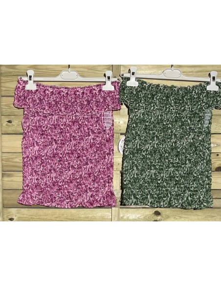 top fruncido de gasa petalos