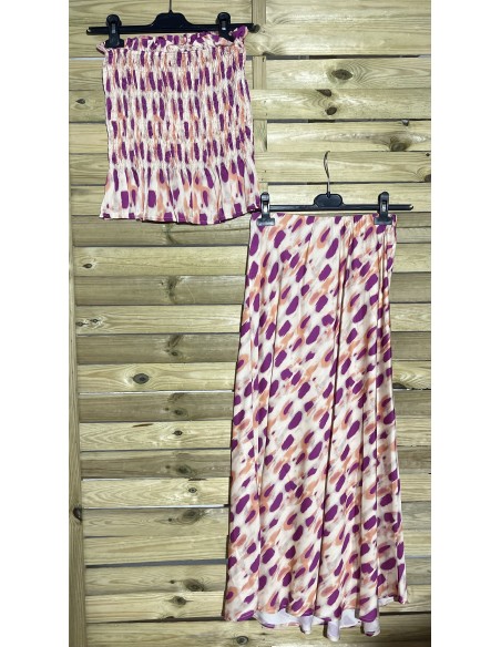 Conjunto saten top fruncido palabra de honor