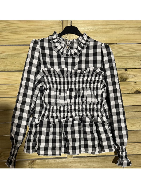 camisa maxi vichy doble frunce