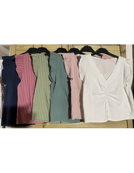 camisa drapeada con volantito en sisa