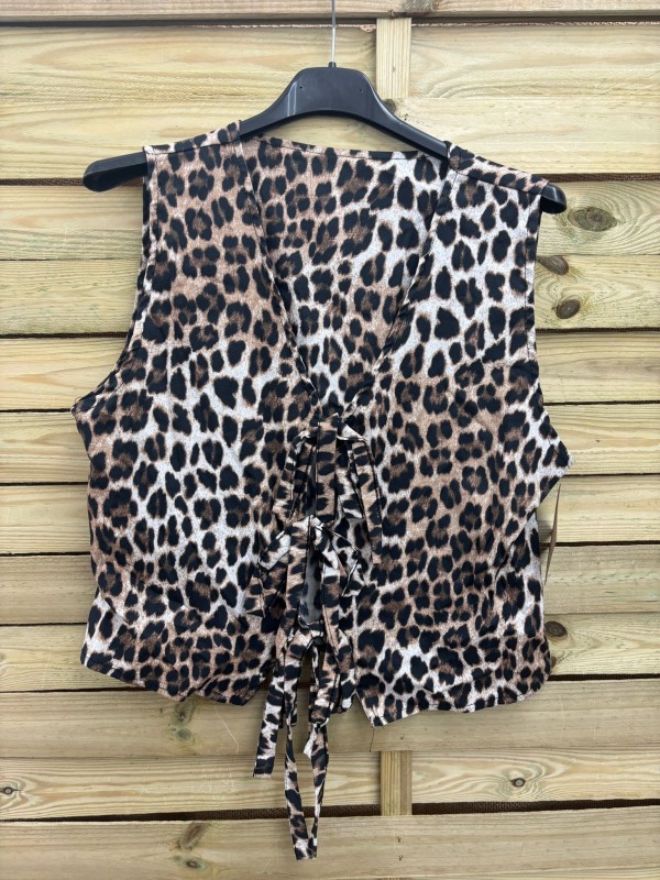 chaleco estampado leopardo triple lazo