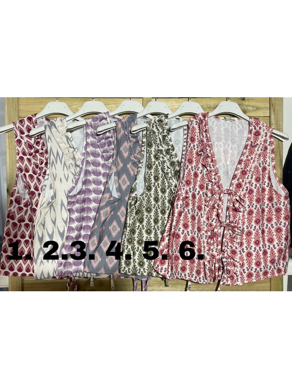 chaleco estampado triple lazo con volantes