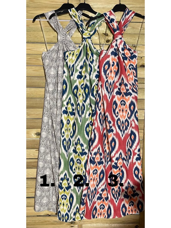 vestido estampado tirantas cruzadas