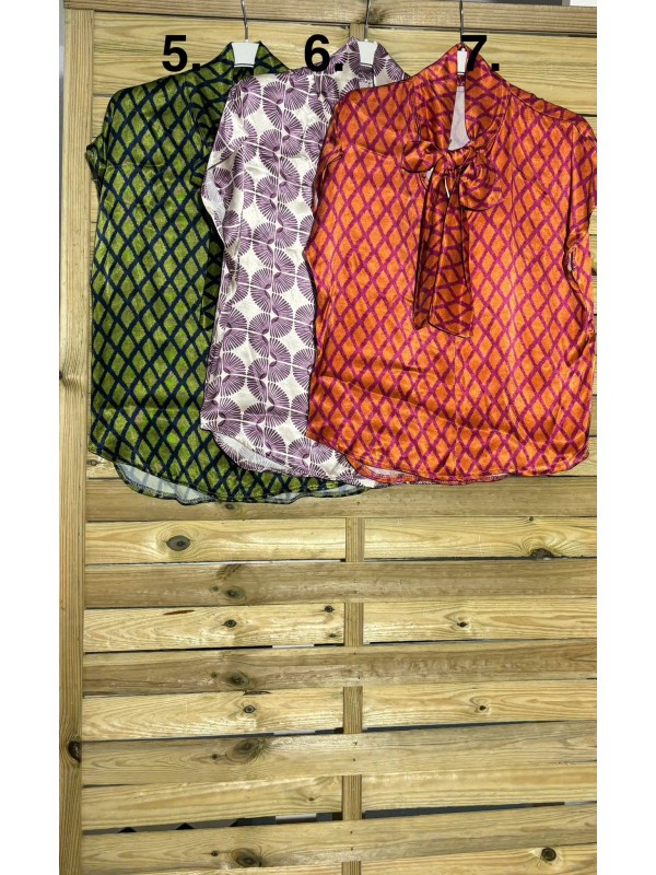 camisa saten manga corta estampada 2