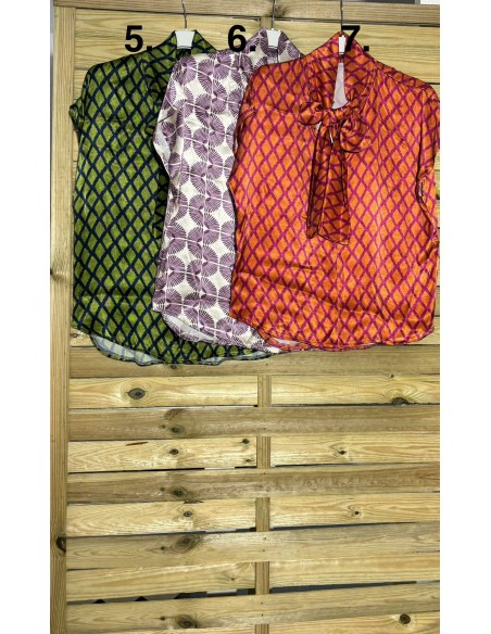 camisa saten manga corta estampada