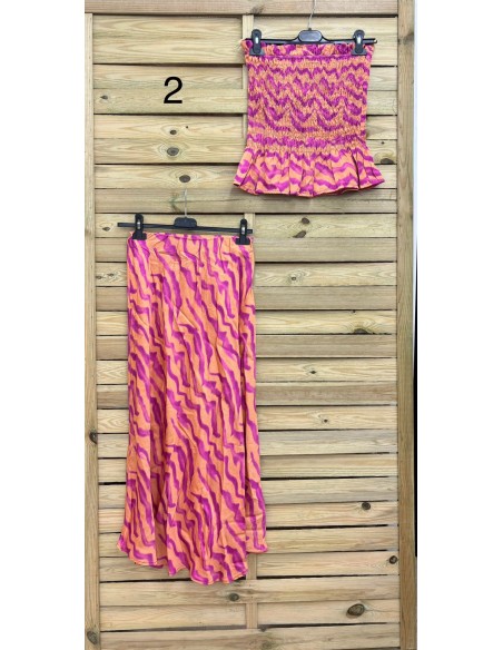 Conjunto saten top fruncido palabra de honor