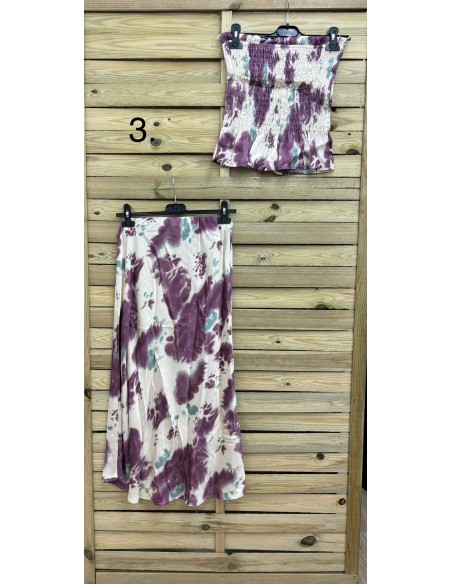 Conjunto saten top fruncido palabra de honor