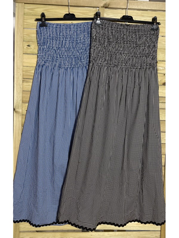 Vestido vichy palabra con pecho fruncido