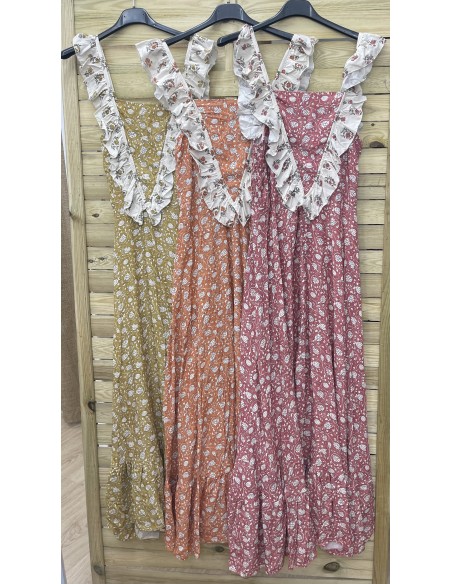 vestido flores volante en pico