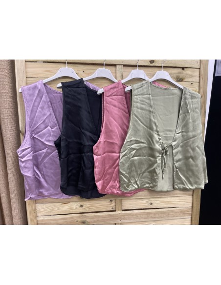 chaleco de saten con lazo