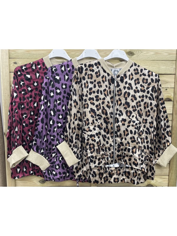 Bomber satén de leopardo