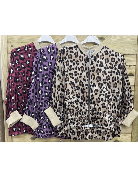 Bomber satén de leopardo