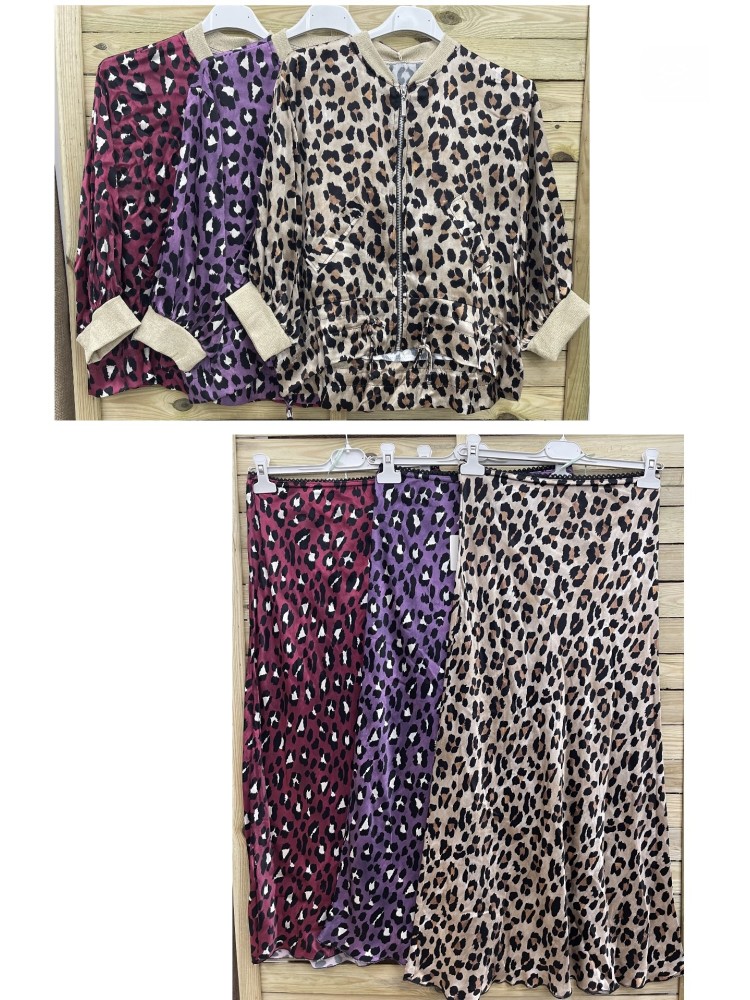 Falda satén mini puntilla leopardo