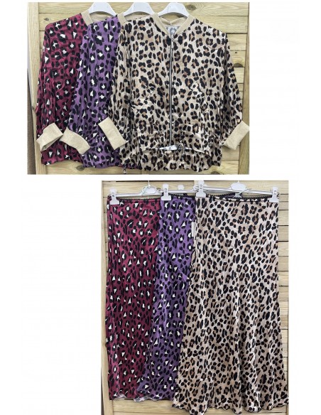 Falda satén mini puntilla leopardo