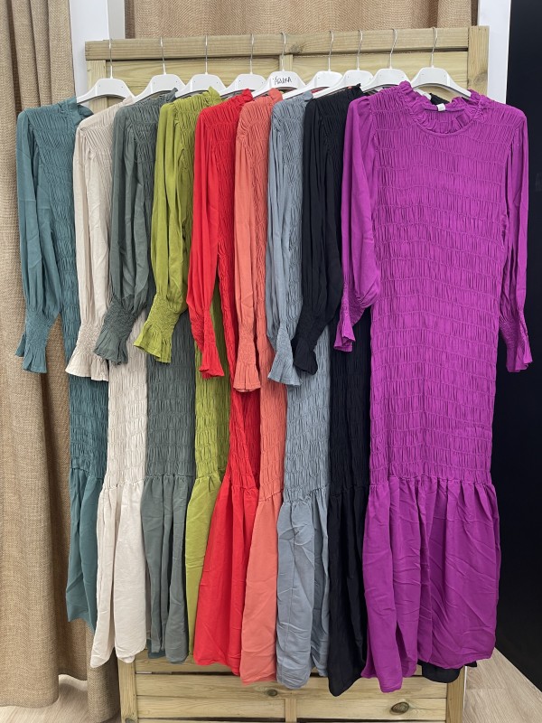 Vestido largo fruncido