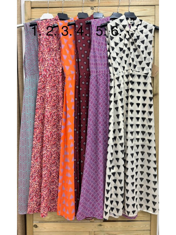 Vestido estampado de sisa con nudo en pecho