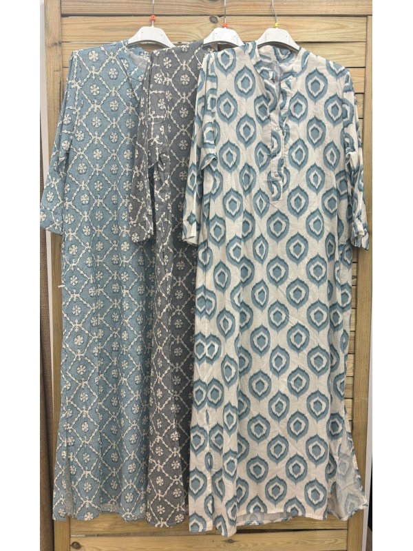 Vestido largo camisero estampado