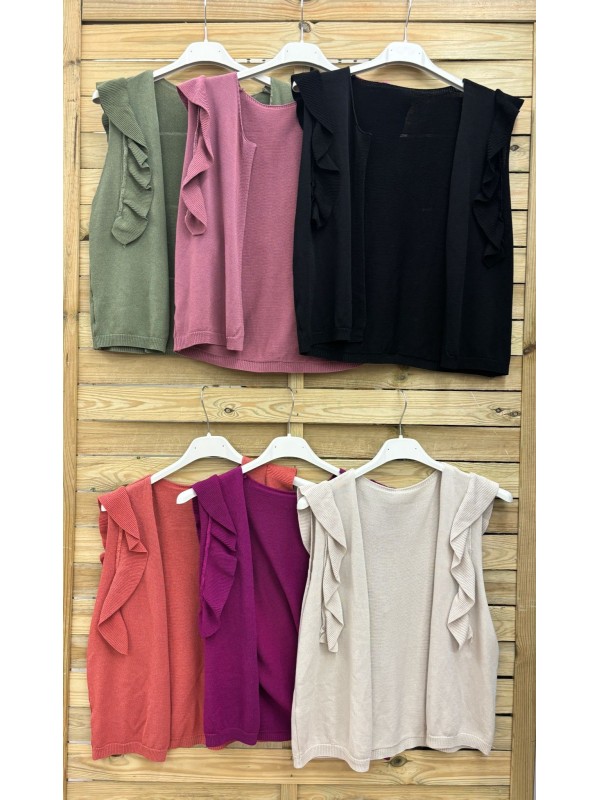 Chaleco de punto fino con volantitos