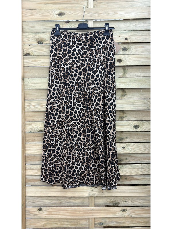 Falda midi leopardo