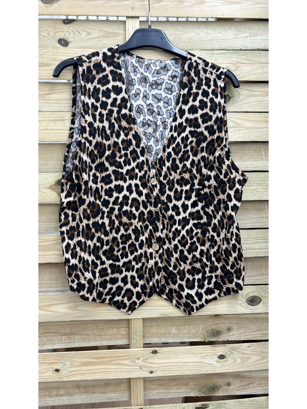 Chaleco leopardo con botones
