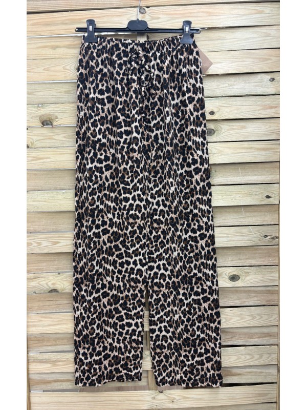 Pantalón recto leopardo cinturilla elastica