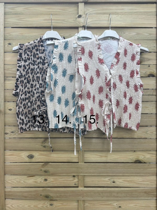 chaleco estampado fruncido lazos 2