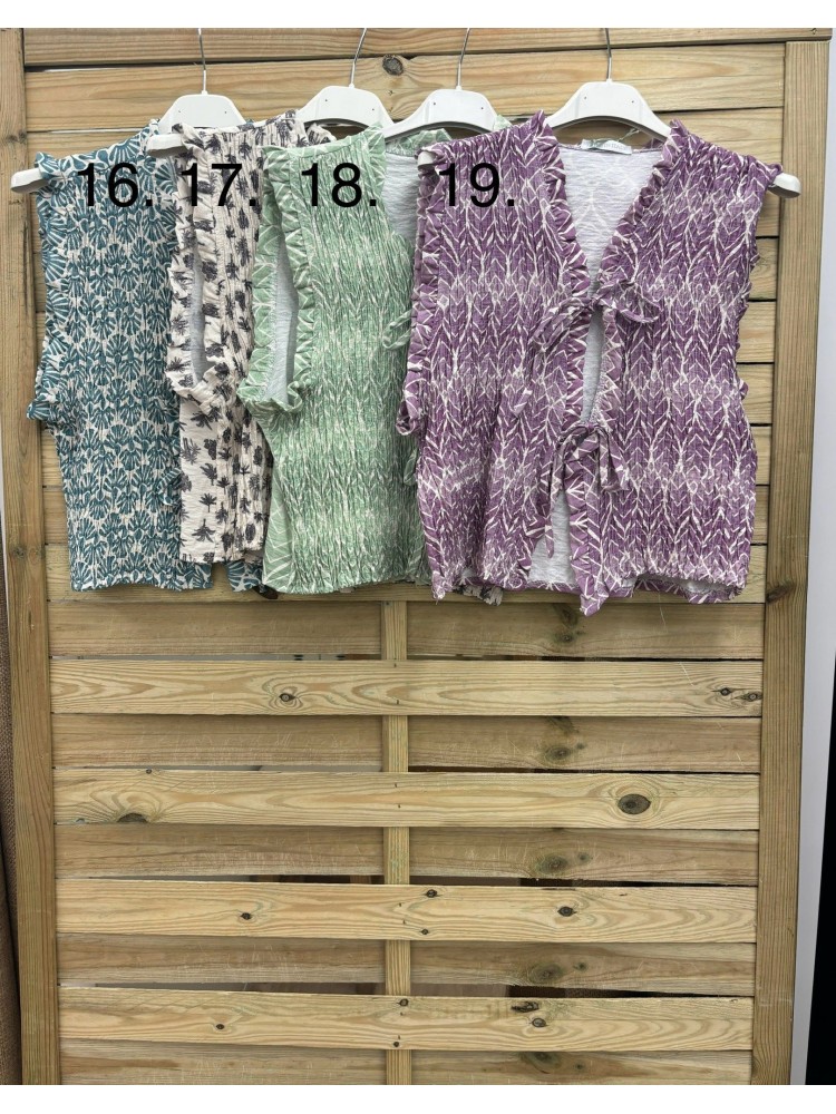 chaleco estampado fruncido lazos
