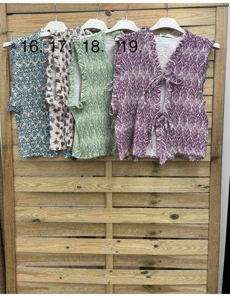 chaleco estampado fruncido lazos