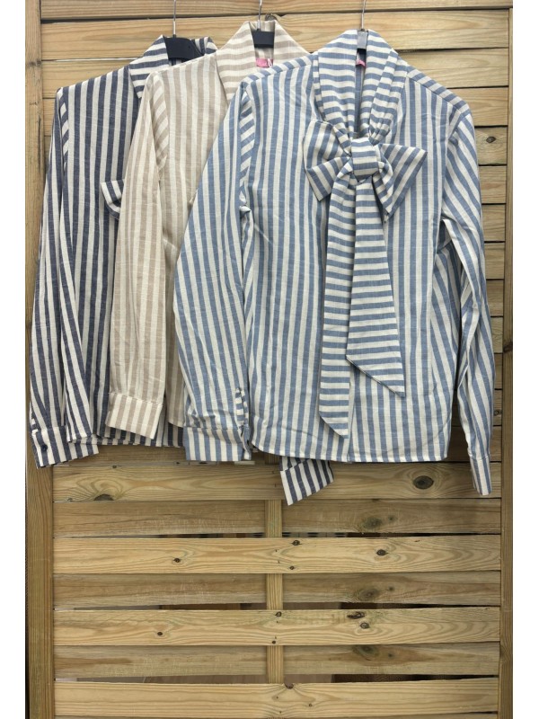 Camisa de rayas bicolor con lazo