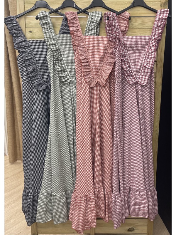 vestido vichy volantito en sisa