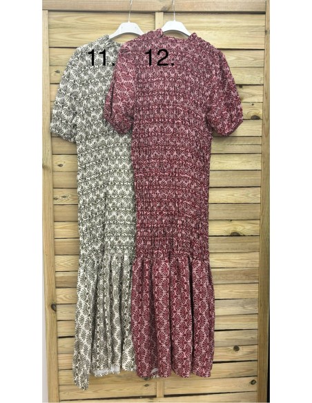 Vestido largo fruncido estampado