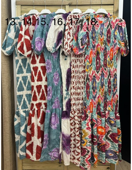 Vestido largo fruncido estampado