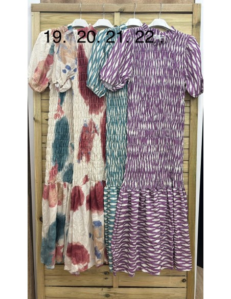 Vestido largo fruncido estampado